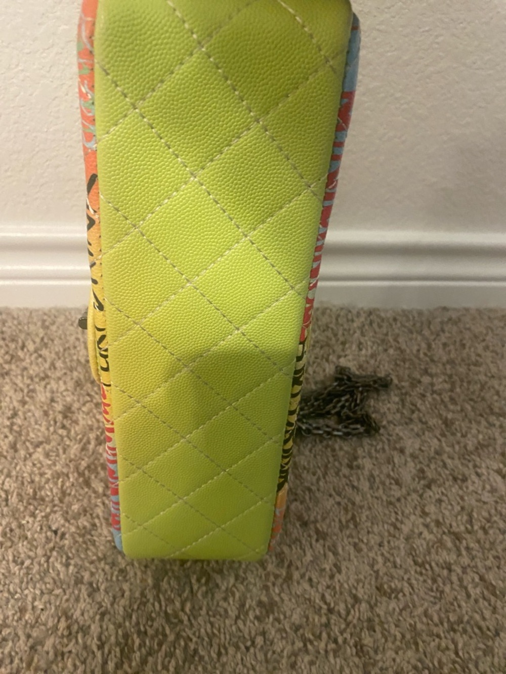 Colorful Graffiti Quilted Print Shoulder Bag - Yellow Accent - Picture 9 of 13